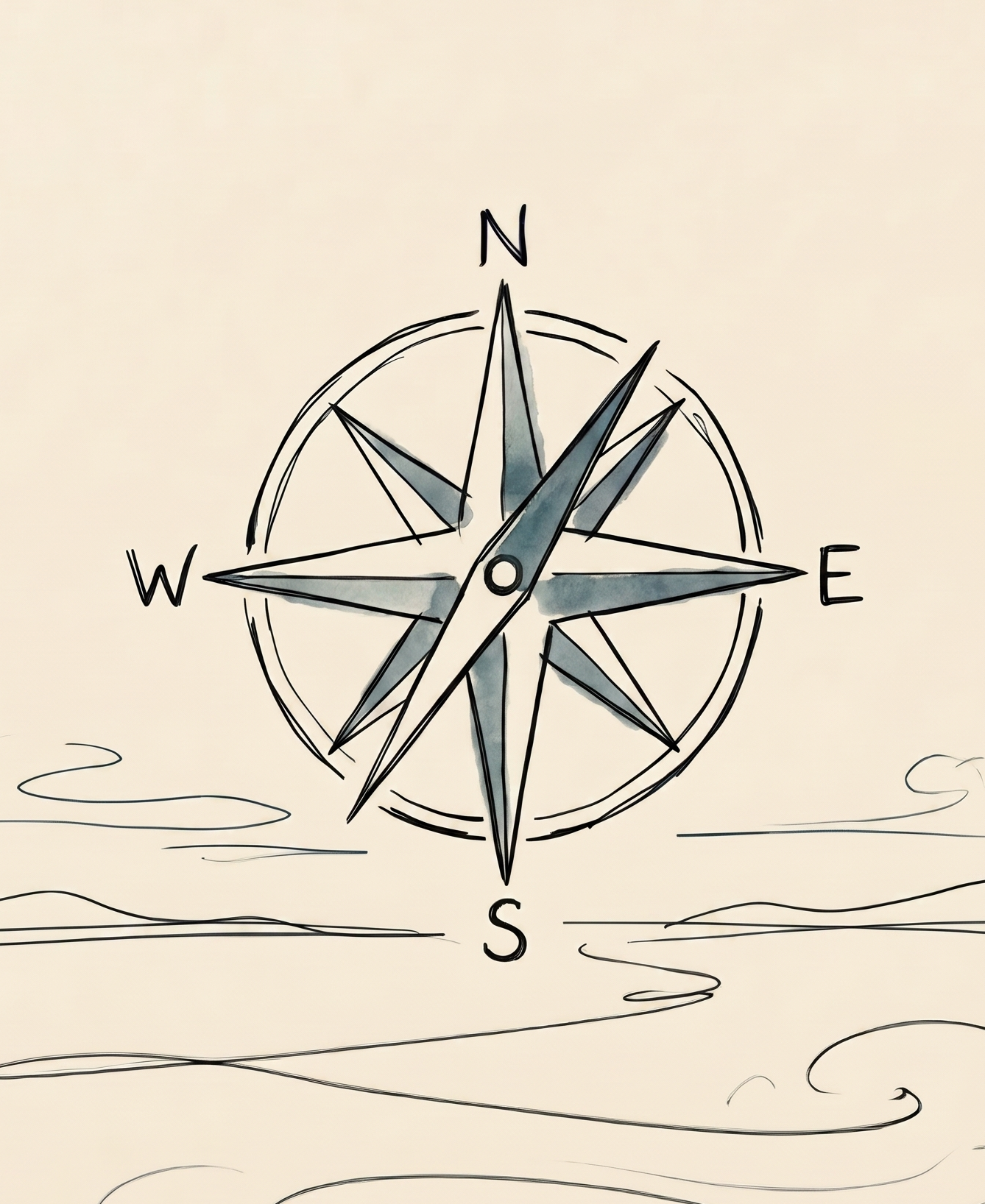 Hand-drawn compass illustration