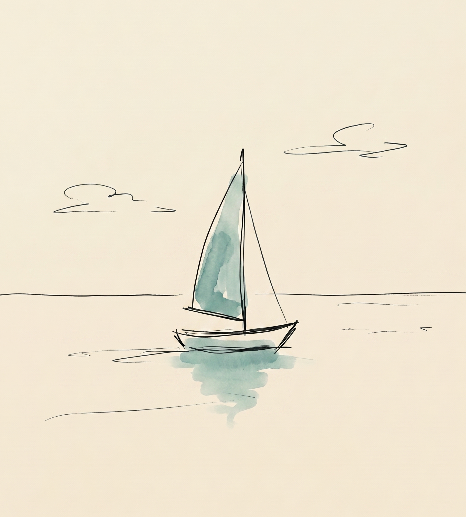 Hand-drawn sailboat illustration